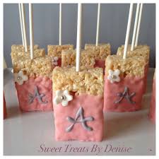 Rice Krispy Treats With Monogram For A Baby Shower Baby Shower Treats Baby Shower Princess Baby Shower Food