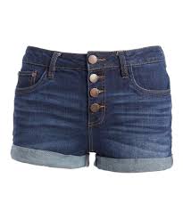 Dollhouse Dark Blue Button Up Jean Shorts Juniors