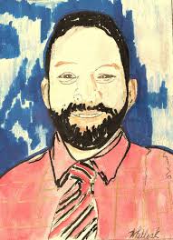 Here is one of my Artworks, Starting with the Letter "D", Called, "Darrell  S Hamilton, Portrait", a, New Jersey, Phenomenal, Abstract Artist", using,  Watercolor Pencils, & Kuertake, Gansi-Tambi, Japanese, Watercolor & Ink,