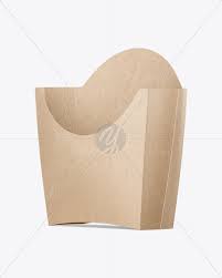 Kraft Paper Small Size French Fries Packaging Mockup Half Side View In Box Mockups On Yellow Images Object Mockups