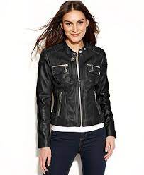 Michael Michael Kors Quilted Detail Leather Motorcycle Jacket Coats Women Macy S Blazer Jackets For Women Jackets Fleece Hoodie
