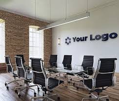 Examples Of Virtual Zoom Background Branded For Businesses Google Search In 2020 Office Logo Black Walls Work Space