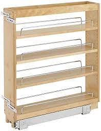 Cabinet can be installed with door hinged on either the left or right hand side; Amazon Com Rev A Shelf 448 Bc 5c 5 Inch Base Cabinet Pullout Storage Organizer With Adjustable Wood Shelves And Chrome Rails Home Kitchen