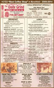 Daily Grind Coffeehouse Casual Dining Menu Restaurant Marshfield Wi Menu Restaurant Dining Menu Best Coffee Shop