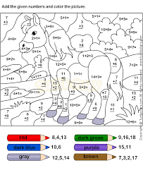1st grade math coloring worksheets 4 Color Addition Worksheet8 Skolaktiviteter Mattestationer Mala Efter Nummer