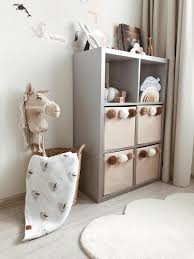 Fabric Toy Storage Box With Pompons Pompom Kallax Bin Kallax Basket Toy Storage Boxes Toy Storage Nursery Storage