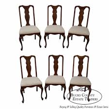 Harden Set Of 6 Solid Cherry Queen Anne Style Dining Chairs Dining Chairs Chair Queen Anne