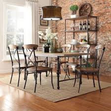 Weston Home 7 Piece Industrial Dining Set With X Back Chairs Cross Back Dining Chairs Industrial Dining Sets Industrial Dining