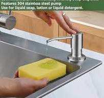 Dish Soap Dispenser for Kitchen Sink, Built in Sink Soap Dispenser Brushed  Nickel, Countertop Soap Dispenser Stainless Steel Pump with 47" Extension  ...