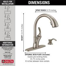 Our kitchen sink parts provide you with all the plumbing repair essentials for fixing the garbage disposal, sprays, sink spray, and even the soap dish. Single Handle Pull Out Kitchen Faucet With Soap Dispenser And Shieldspray Technology 19790z Spsd Dst Delta Faucet