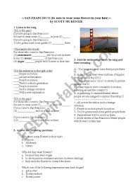 If you're going to san francisco. San Francisco Song Esl Worksheet By Elo12o