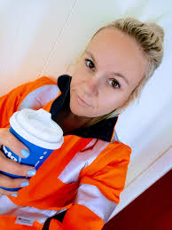 Drinking hot coffee in the snowstorm