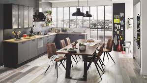 Cuisine Equipee Industrielle En L Label Metal Bois Grise Cuisinella Cuisinella Cuisine Cuisinella Cuisines Design