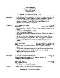 Paramedic Resume Template Allfreeprintable Com