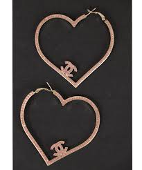 Chanel 2008 Xl Heart Hoop Earrings Foxy Couture Carmel