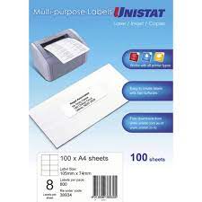 By clicking any link on this page you are giving your consent for us to. Unistat Printable Labels 100 Sheets 24 Per Page Officeworks