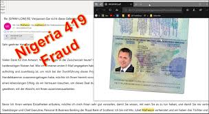 Sinnvoll ist das vor allem im rahmen einer kündigung sowie zur übermittlung wichtiger unterlagen. Nigeria 419 Betrug Les Matheson Royal Bank Of Scotland Therese Brouwer