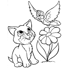 Chatte élégant avec grosse queue. Coloriage Image Chat