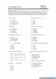Check spelling or type a new query. Placement Test Worksheets And Online Exercises