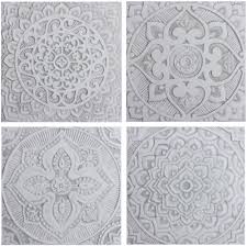Black backsplash tile with white grout creates an interesting design feature that flows from counter to ceiling. Set Of 4 Large Grey White Tiles Moroccan Tiles By Gvega