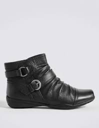 Wide Fit Leather Ruched Ankle Boots M S Collection M S Boots Ankle Boots Leather Boots
