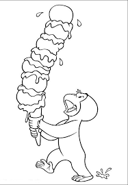 George The Monkey Bringing Ice Cream Coloring Pages Curious George Coloring Pages Kids Curious George Coloring Pages Coloring Pages Birthday Coloring Pages