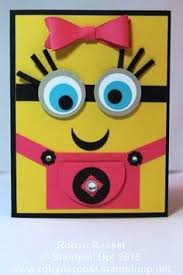 Fold a piece of yellow card stock in half with the fold line on the left side. 160 Minion Cards Ideas Minion Card Cards Kids Cards