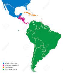 Color quite literally colors the way we view our world. Latin America Subregions Map The Subregions Caribbean North Royalty Free Cliparts Vectors And Stock Illustration Image 64059128