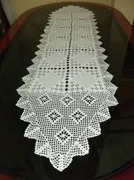 Caminho De Mesa De Tecido Com Barrado De Croche Ponta De Caminho De Mesa Caminho De Mesa De Croche Bico De Croche Trilho Mesa Croche