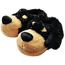 Fuzzy Animal Slippers For Men Black Dogs Dog Slippers Animal Slippers Black Dog
