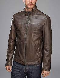Brown Boss Black Nilas Leather Jacket Tessuti Leather Jacket Boss Black Jackets