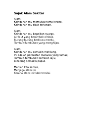 Pengertian pengajaran alam sekitar heimatkunde salah satu usaha untuk memberikan dasa. Sajak Alam Sekitar