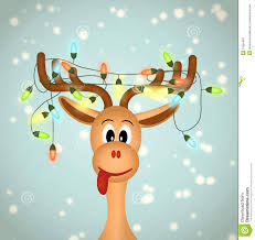 Funny Reindeer With Christmas Lights Christmas Card Illustration Tangled Lights Christmas Lights Wallpaper