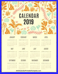 2019 Calendar Usa
