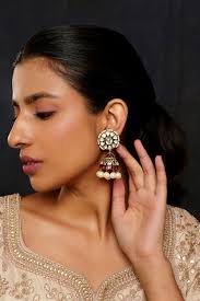 Classic And Elegant Pair Of Victorian Style Moissanite Jhumkis