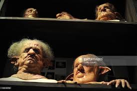 Rubber Masks Of The Goblins At Gringotts Wizarding Bank Are Displayed Harry Potter Studio Tour Harry Potter Studios Making Of Harry Potter
