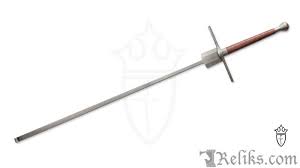 Sabres nearly always have a straight 'french' style grip with a rounded bell guard to protect the fingers. Federschwert Fencing Longsword Stage Combat Swords Kingston Arms At Reliks Com