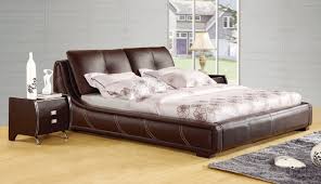 Designer Modern Genuine Real Leather Soft Bed Double Bed King Queen Size Bedroom Home Furniture Brown Color