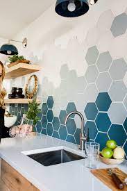 Ombre Hexagon Backsplash Fireclay Tile Hexagon Backsplash Hexagon Tile Kitchen Kitchen Wall Tiles