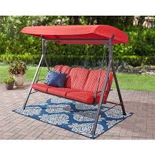 Mainstays Forest Hills Outdoor 3 Seat Cushion Swing Walmart Com Patio Swing Canopy Swing Chair Outdoor Patio Swing