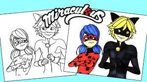 Disney frozen 2 crystals and sparkles activity book with coloring pages and stickers | toy caboodle miraculous ladybug \volpina vs stormy weather\ diy color changing nail polish customms. Miraculous Ladybug Coloring Pages Marinette And Adrien Ladybug And Cat Noir Coloring Book Pages Youtube