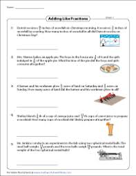 Solving word problems that ask you to add or subtract fractions is done the same way as adding or subtracting fractions in regular math problems. Fraction Word Problems Worksheets