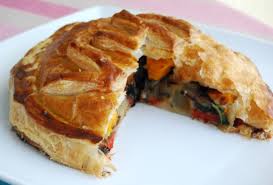St Georges Day Dinner Layered Roasted Vegetable Wellington With A Cauliflower Puree Veghotpot
