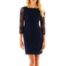 Jcpenney Liliana Sheer Sleeve Lace Dress For 75 Wantering Lace Dress With Sleeves Navy Blue Lace Dress Navy Lace Dress