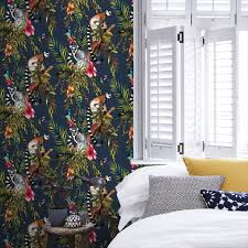 Madagascar Wallpaper Navy Teal Wallpaper Dining Room Teal Wallpaper Monkey Wallpaper