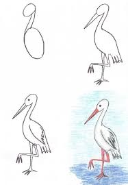 Easy Bird Drawing For Kids With Colour Painting For Kids Easy Heron Drawing Tutorial How To Draw Painting And Drawing For Kids Drawing Tutorial Drawings Heron Art