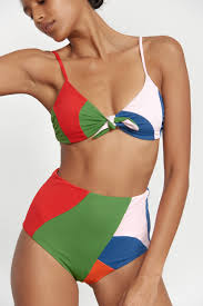 Mara Hoffman Lydia Bikini Bottom In Mobil Colorblock