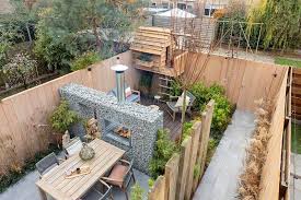 Garten Makeover Gabionen Und Holzelemente Trennen Den Garten In Verschiedene Ruckzugsorte Esstischgruppe Und Sepa Gabionen Gartenmobel Sets Gartenhaus Modern