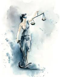 Lady Justice Art Print Blue Watercolor Painting Art Lady Etsy Senhora Justica Deusa Themis Imagens Direito