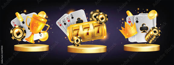 3D casino poker icon concept, vector roulette online gambling winner chip,  golden podium card design. Realistic coin, 3-reel slots blackjack Vegas  promotion victory cup template. Casino welcome bonus Stock Vector | Adobe